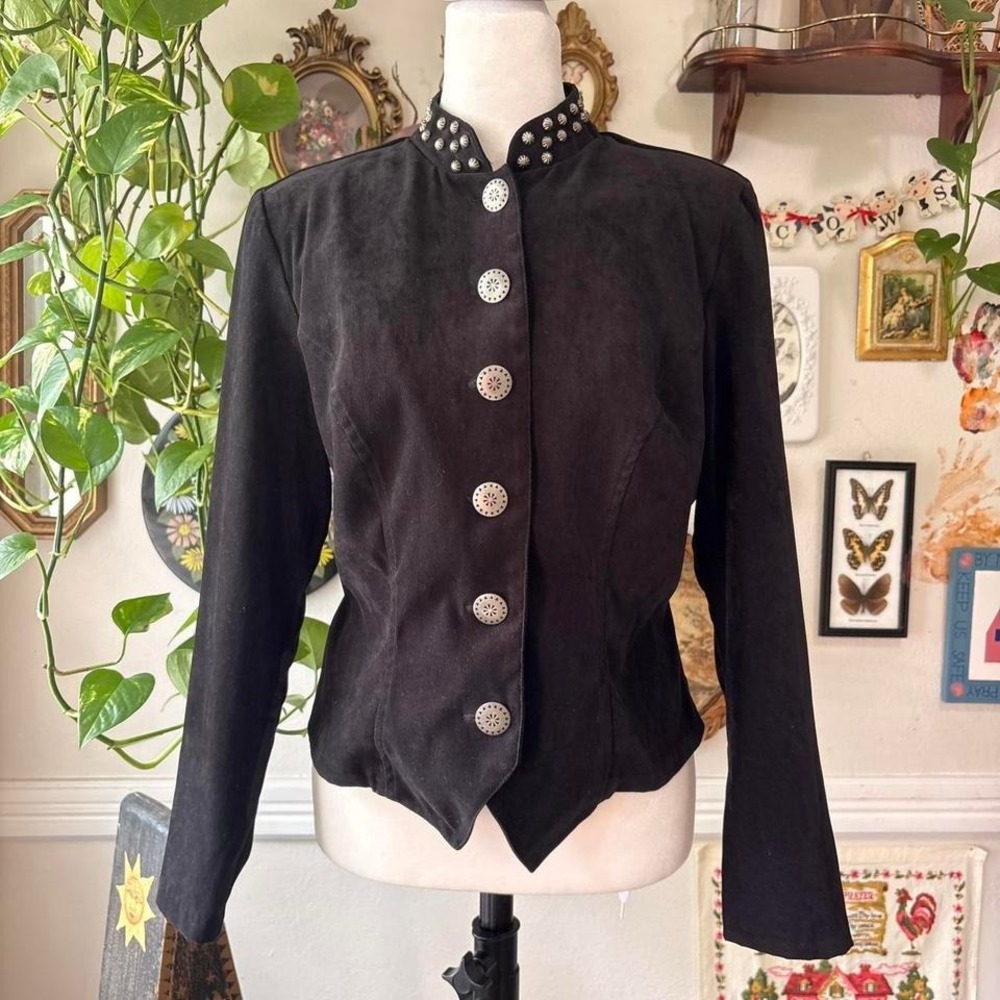Vtg 90s Stonebridge Western Equestrian Button Up 6 Faux Suede Whymsical Cowgirl